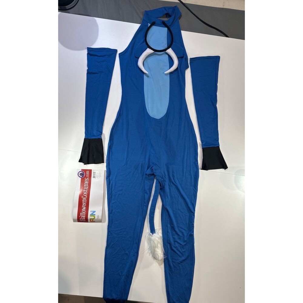 Blue Reindeer Costume Bodysuit W/ Tail & Headband HalloweenCostumes.com Polyeste